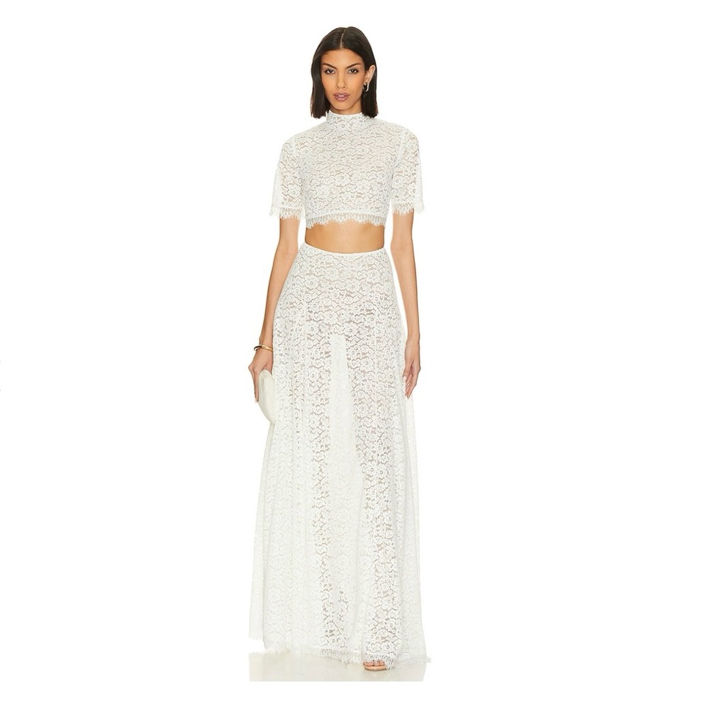 Lovers+Friends Emilia skirt white lace size Small
